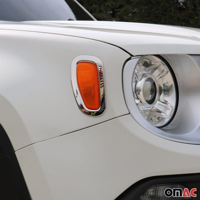 2015-2024 Jeep Renegade Side Indicator Signal Trim Cover Silver Steel 2 Pcs