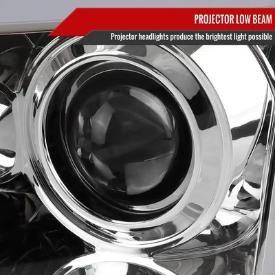 1997-2004 Ford F-150 / 97-2002 Expedition LED C-Bar Projector Headlights Chrome