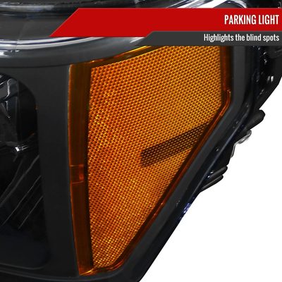 2009-2014 Ford F-150 Projector Headlights w/ Amber Reflectors Matt Black/Clear