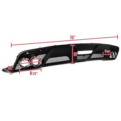 2015-2017 Ford Mustang Black GT350 Rear Diffuser w/Dual Steel Muffler Tips