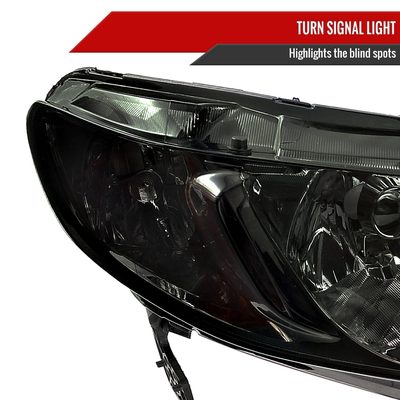 2006-2011 Honda Civic Sedan Crystal Headlights Chrome Housing/Smoke Lens