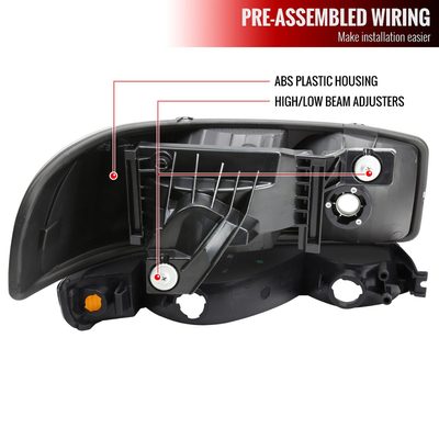 1999-2006 GMC Sierra/Yukon/Yukon XL Headlights&Bumper Lights Amber& Black