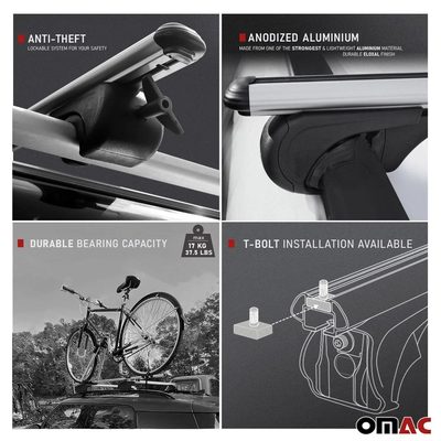 2009-2013 Subaru Forester III Bike Rack Carrier Roof Racks Set Silver 3Pcs