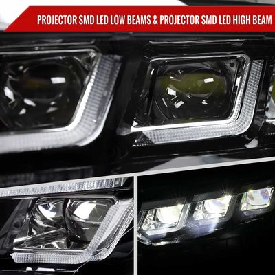 For Ford Mustang 2015-2017 Full LED Projector Headlights Sequential Start-Up Black Clear Lens