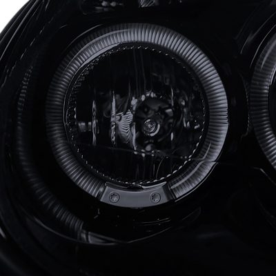 2003-2005 Dodge Neon Dual Halo Projector Headlights Glossy Black/Smoke Lens