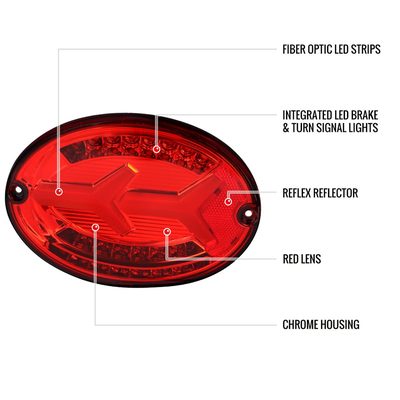 1997-2004 Chevy Corvette C5 4 PC LED Bar Tail Lights Chrome/Red Lens