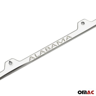 ALABAMA Print License Plate Frame Tag Holder Chrome S. Steel 2 pcs.