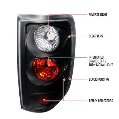 2004-2008 Ford F-150 Styleside Tail Lights Matte Black Housing/Clear Lens