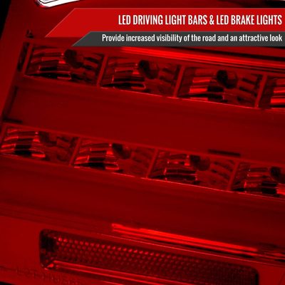 2007-2009 Lexus LS460 LED Tail Lights & Trunk Lights Chrome Housing/Red Lens