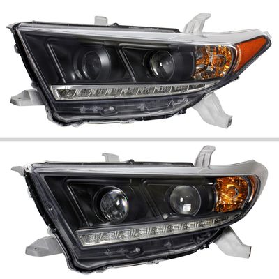 2011-2013 Toyota Highlander Projector Headlights SMD LED Light Strip Black