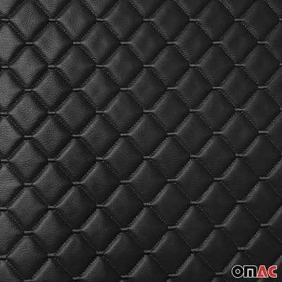 Embossed Black Faux Leather Lining Black Diamond Stitch Car Upholstery 55"x39