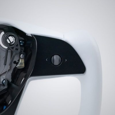 TESERY Yoke Plaid Steering Wheel for Tesla Model 3 / Y【White Leather】