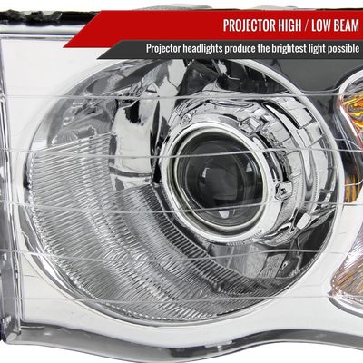 2002-2005 Dodge RAM 1500/ RAM 2500 3500 Headlights Amber Reflectors Chrome