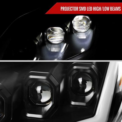 For Infiniti G37 2008-13 / Q60 Coupe 2014-15 LED Triple Projector Headlights Sequential Matte Black Clear Lens Switchback