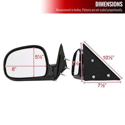 1994-1998 Chevy S10/ 94-1998 GMC S15 Glossy Black Manual Side Mirror Passenger