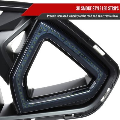 2018-2023 Ford Mustang Shark Hood Grille w/3D Smoke LED Turn Signal Lights