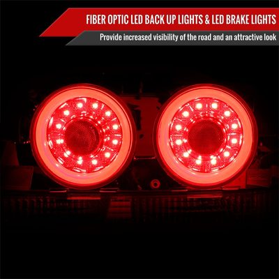 1995-1998 Nissan Skyline GT R33 JDM Red LED Tail Lights Chrome/Red Lens