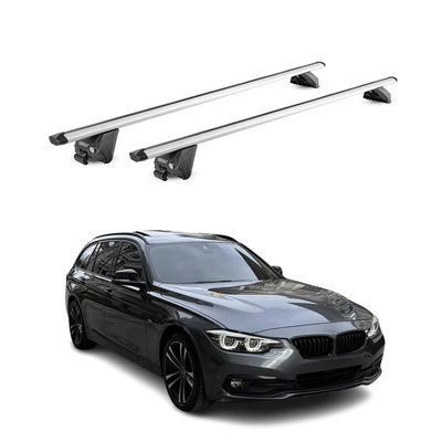 2012-2022 BMW 3 Series F31 G21 Wagon Roof Rack Cross Bars Silver