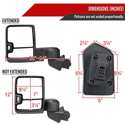 2019-2023 Chevy Silverado 1500 Heated Black Towing Mirrors Smoke & Turn Signal