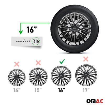 16" Wheel Covers for Ford Transit 150 250 350 2015-2025 Silver Matt Black 4x