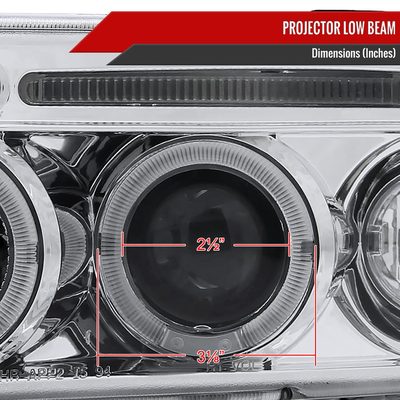 1994-2001 Dodge RAM 1500 2500 3500 Dual Halo Projector Headlights Chrome/Clear