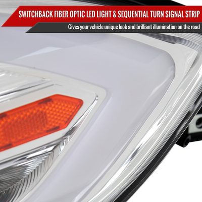 2013-2016 Dodge Dart Sequential Animated LED Bar Projector Headlights Chrome