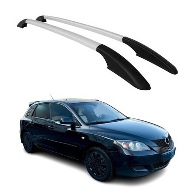 2004-2013 Mazda 3 Roof Rack Rails Side Rails Aluminium Silver 2 Pcs