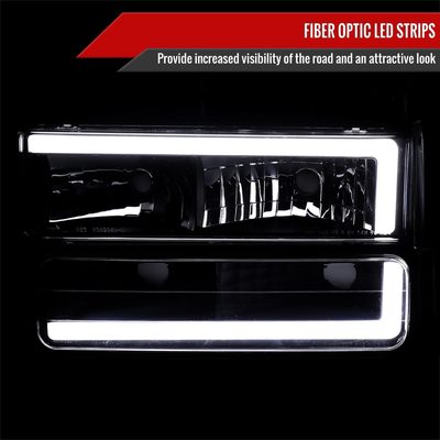 1994-1998 GMC C10 / C/K / Suburban Sierra Yukon Headlights LED Lights Black