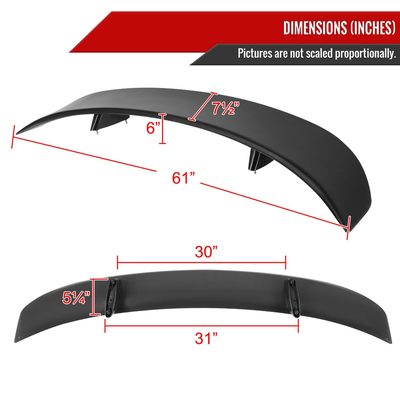 2006-2010 Dodge Charger Black ABS R/T Daytona OE Style Rear Spoiler Wing