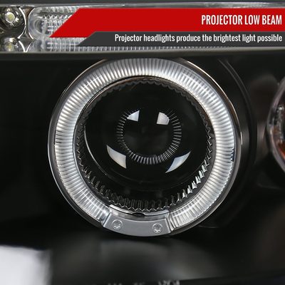 2004-2008 Chevy Aveo Dual Halo Projector Headlights Matte Black/Clear Lens