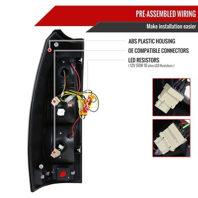 2007-2012 Chevy Avalanche LED Tail Lights Glossy Black Housing/Smoke Lens