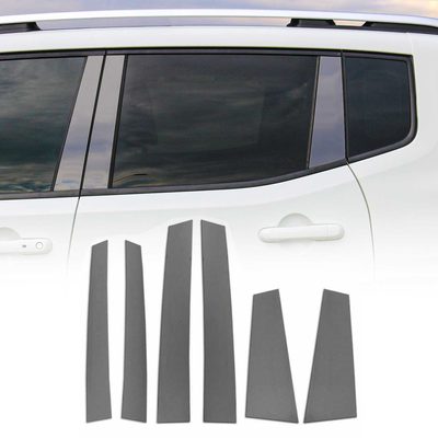 2015-2024 Jeep Renegade Window B Pillar Posts Door Trim Cover Steel Dark 6x