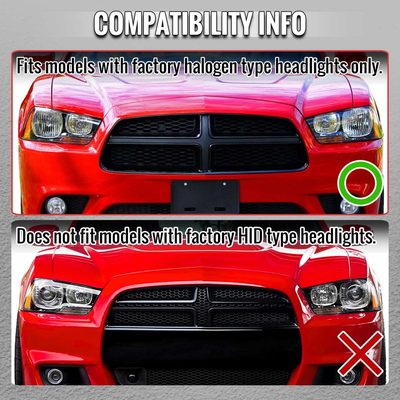 For Dodge Charger 2011-2014 Headlights LED DRL Light Strip Turn Signal Side Marker Black Housing Smoked Lens