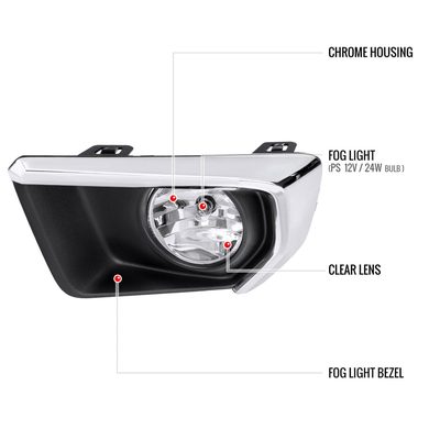 2021-2022 Chevrolet Colorado Fog Lights Kit Chrome Housing/Clear Lens