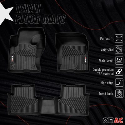 2021-2026 Ford Bronco Sport Premium Floor Mats Liners First and Second Row Set Black