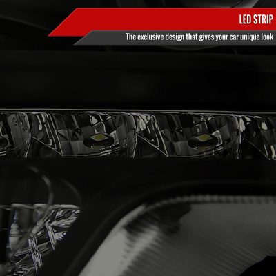 2009-2014 Ford F-150 Projector Headlights w/ LED Light Strip Black/Smoke Lens