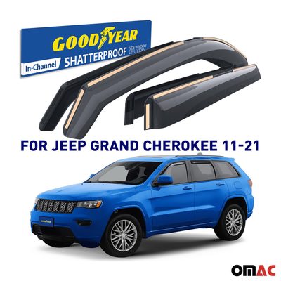 Goodyear Wind Deflectors for Jeep Grand Cherokee 2011-2020 In-channel Smoke 4x
