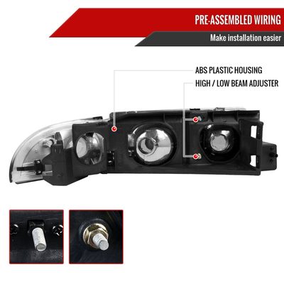 1991-1996 Chevy Caprice / Impala Factory Headlights Corner Signal Chrome