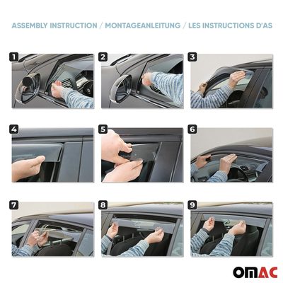 2023-2026 RAM ProMaster Bug Shield Hood Deflector & Window Visor Kit 3Pcs Smoke