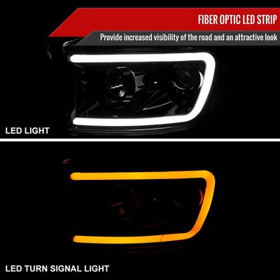 2006-2008 Dodge RAM 1500/ 06-2009 2500 3500 LED Projector Headlights Jet Black