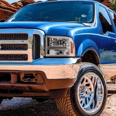 1999-2004 Ford F-250/350/450/550/Excursion Headlights Dual LED C-Bar Chrome