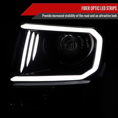 2009-2014 Ford F-150 LED C-Bar Projector Headlights Glossy Black/Smoke Lens