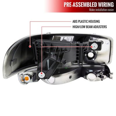 1999-2006 GMC Sierra/Yukon/Yukon XL Headlights&Bumper Lights Amber & Chrome