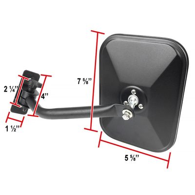 1997-2018 Jeep Wrangler TJ/JK Quick Release Black Steel Square Side Mirrors
