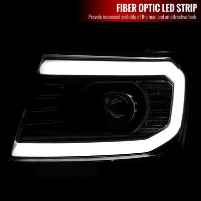 2007-2013 Chevy Avalanche/ 07-2014 Tahoe Suburban LED C-Bar Headlights Jet Black
