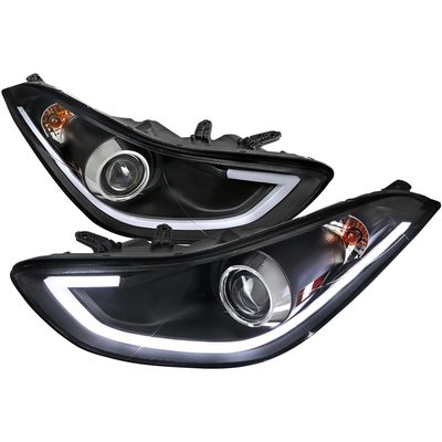 2011-2013 Hyundai Elantra LED Bar Projector Headlights Matte Black/Clear Lens