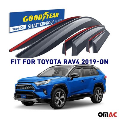 Goodyear Wind Deflectors for Toyota RAV4 2019-2025 Tape-On Premium Smoke 6 pcs