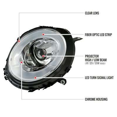 2007-2015 Mini Cooper R55 R56 R57 R58 R59 Headlights LED Bar Signal Chrome