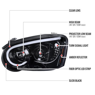 2004-2005 Subaru Impreza WRX/STI Outback Projector Headlights LED Light Black