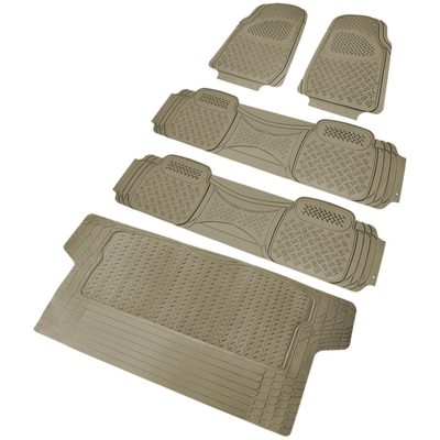 Universal fit Rubber Car Floor Mats Trunk Cargo Liner All Weather 5Pcs Beige